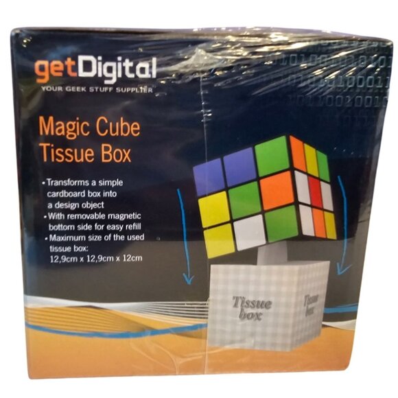 Magic Cube Tissue Box By GetDigital Plastic Magnetic Bottom NEW IN BOX Colorful - Picture 2 of 4